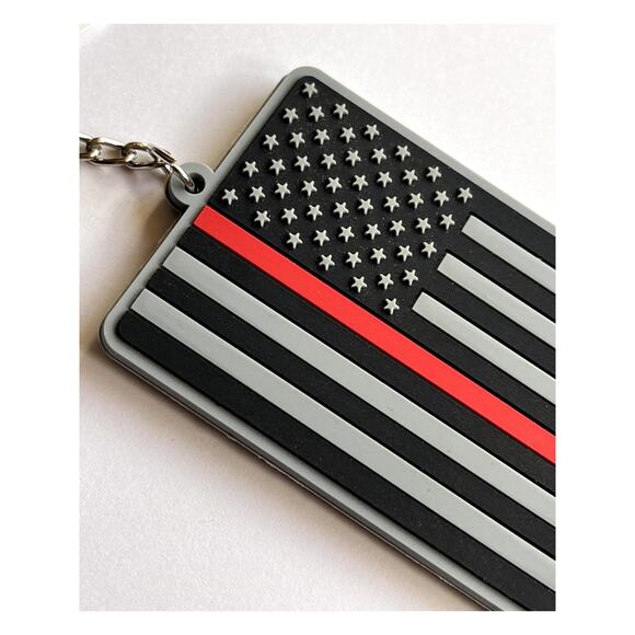 Thin Red Line American Flag Keychain Fire Department - Picture 4 of 7